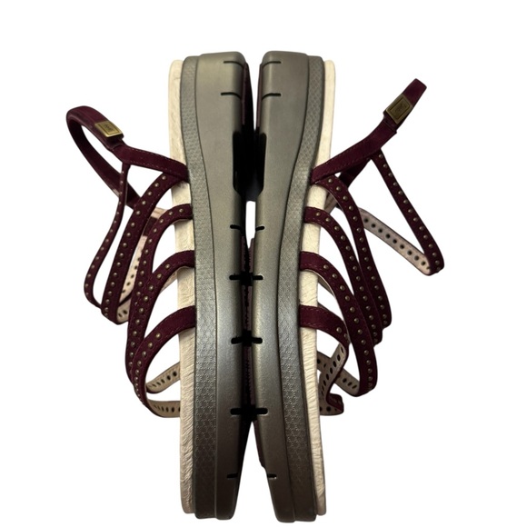 Jambu Burgundy Studded Strappy Wedge Sandals 11 - Picture 5 of 11